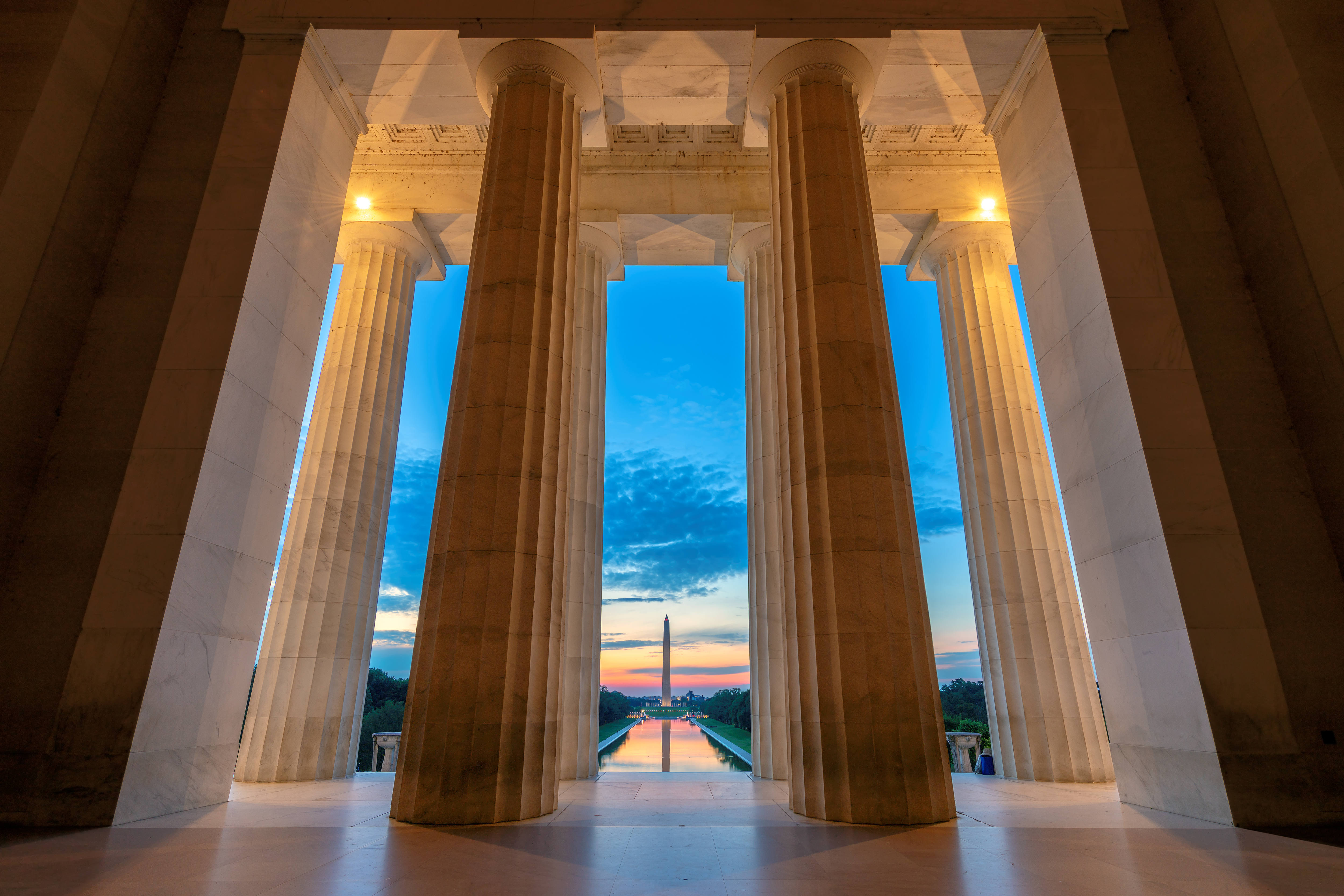 Sunrise view at Lincoln Memorial in Washington DC, USA